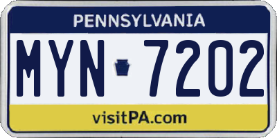 PA license plate MYN7202