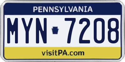 PA license plate MYN7208
