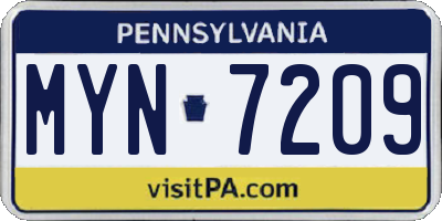 PA license plate MYN7209