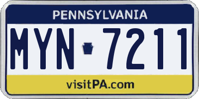 PA license plate MYN7211