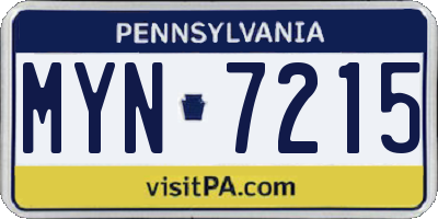 PA license plate MYN7215