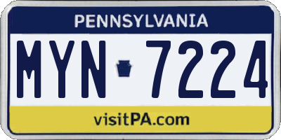 PA license plate MYN7224