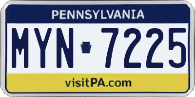 PA license plate MYN7225