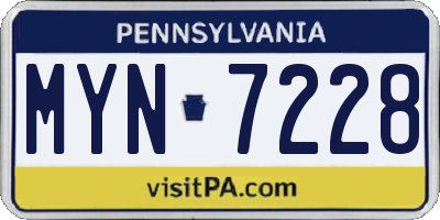 PA license plate MYN7228