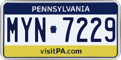 PA license plate MYN7229