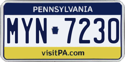 PA license plate MYN7230
