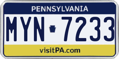 PA license plate MYN7233