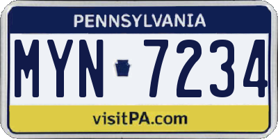 PA license plate MYN7234