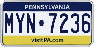 PA license plate MYN7236