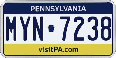 PA license plate MYN7238