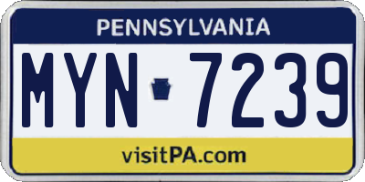 PA license plate MYN7239