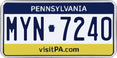 PA license plate MYN7240