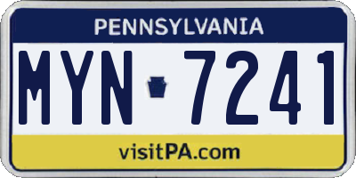 PA license plate MYN7241
