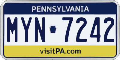 PA license plate MYN7242