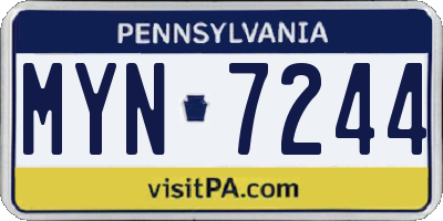 PA license plate MYN7244