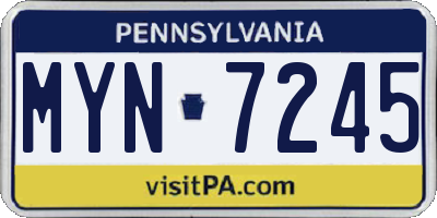 PA license plate MYN7245