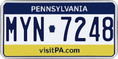 PA license plate MYN7248
