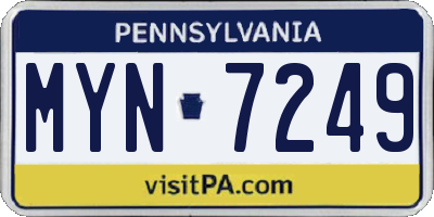PA license plate MYN7249
