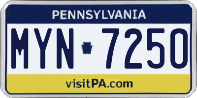 PA license plate MYN7250