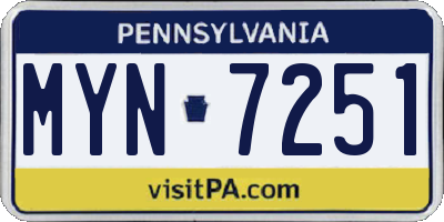 PA license plate MYN7251
