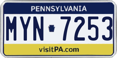 PA license plate MYN7253