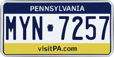 PA license plate MYN7257