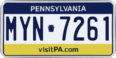 PA license plate MYN7261