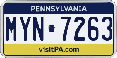 PA license plate MYN7263