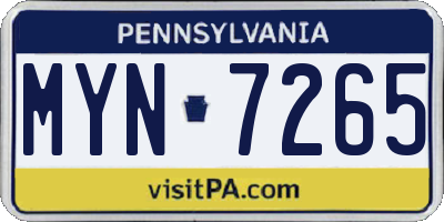 PA license plate MYN7265