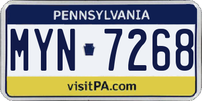 PA license plate MYN7268
