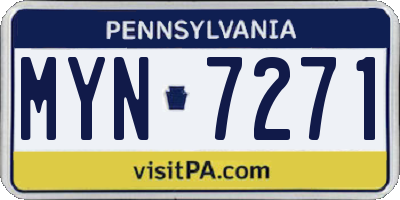 PA license plate MYN7271