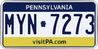 PA license plate MYN7273