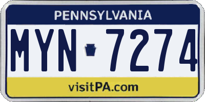 PA license plate MYN7274