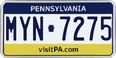PA license plate MYN7275