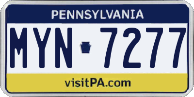 PA license plate MYN7277