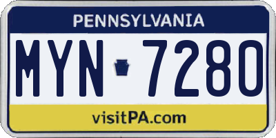 PA license plate MYN7280