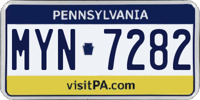 PA license plate MYN7282