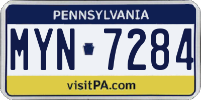 PA license plate MYN7284