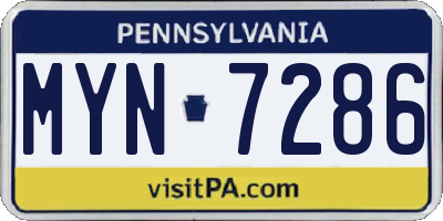 PA license plate MYN7286