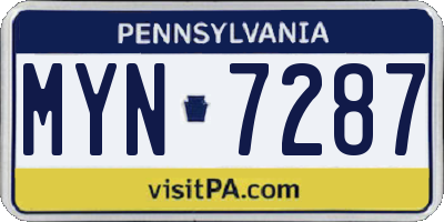 PA license plate MYN7287