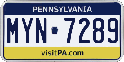 PA license plate MYN7289