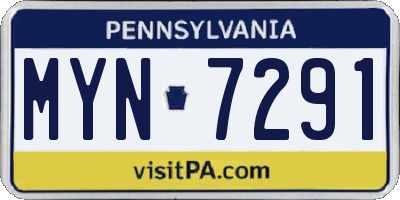 PA license plate MYN7291
