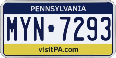 PA license plate MYN7293