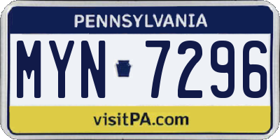 PA license plate MYN7296
