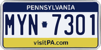 PA license plate MYN7301