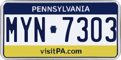 PA license plate MYN7303