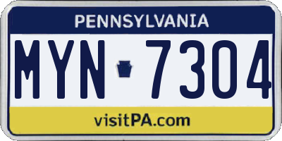 PA license plate MYN7304