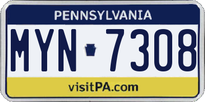 PA license plate MYN7308