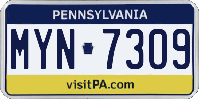 PA license plate MYN7309