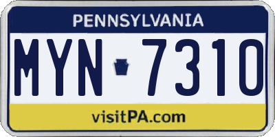 PA license plate MYN7310